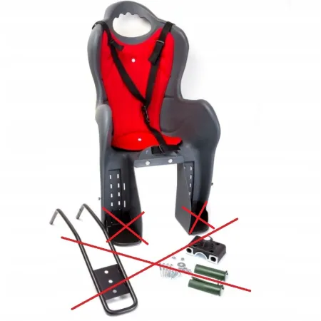 Fotelik rowerowy tylny HTP Design Elibas BN40124 szaro-czerwony OPIS!
