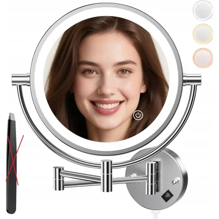 Lustro kosmetyczne Auxmir z oświetleniem LED powiększenie 1X/30X 3 kolory