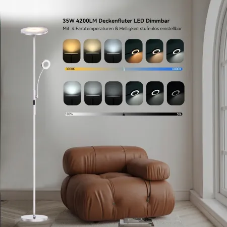 Lampa podłogowa Amdelne LED 35 W srebrny