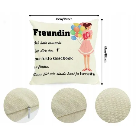 Poszewka na poduszkę z niemieckim napisem 45x45 cm