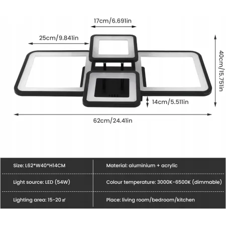 Lampa sufitowa LED 54 W