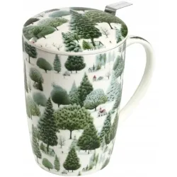 Kubek porcelanowy do herbaty z filtrem i pokrywką TEA SHOP 550ml