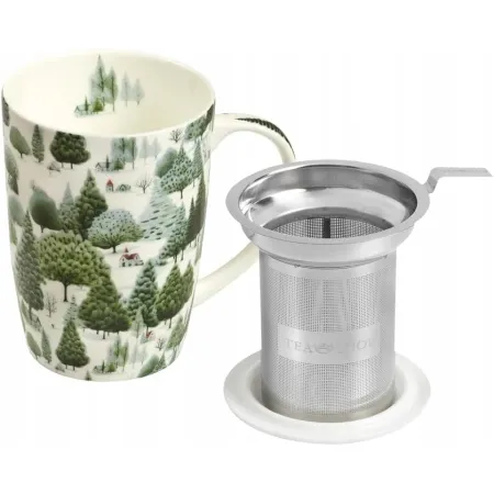 Kubek porcelanowy do herbaty z filtrem i pokrywką TEA SHOP 550ml