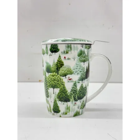 Kubek porcelanowy do herbaty z filtrem i pokrywką TEA SHOP 550ml