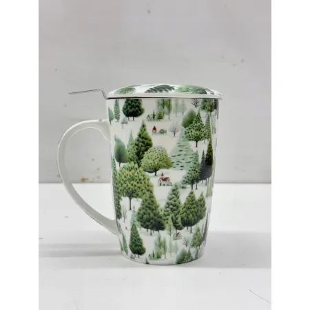 Kubek porcelanowy do herbaty z filtrem i pokrywką TEA SHOP 550ml
