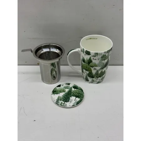 Kubek porcelanowy do herbaty z filtrem i pokrywką TEA SHOP 550ml