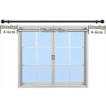 Karnisz teleskopowy do zasłon regulowany 110cm-220cm czarny