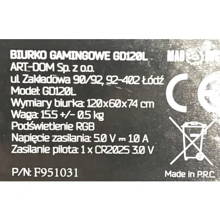 Biurko MAD DOG GD120L