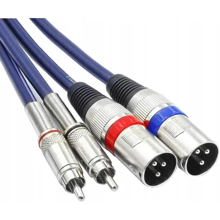 KABEL 2x XLR MĘSKI 2x WTYK RCA 3m