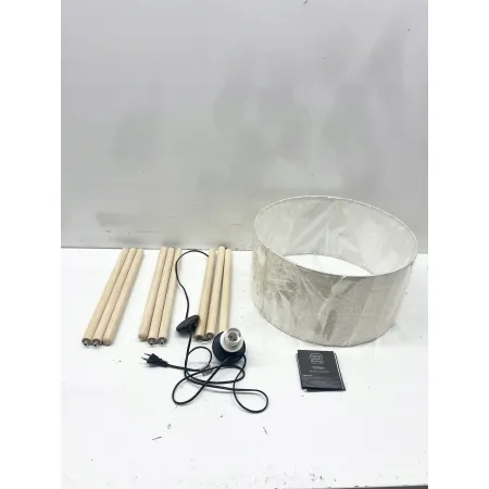 Lampa podłogowa z lnianym kloszem LED E27