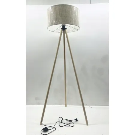 Lampa podłogowa z lnianym kloszem LED E27