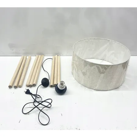 Lampa podłogowa z lnianym kloszem LED E27