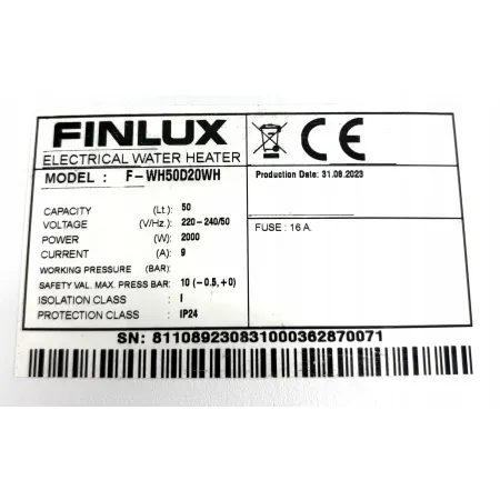 Bojler elektryczny FINLUX F-WH50D20WH 50 L