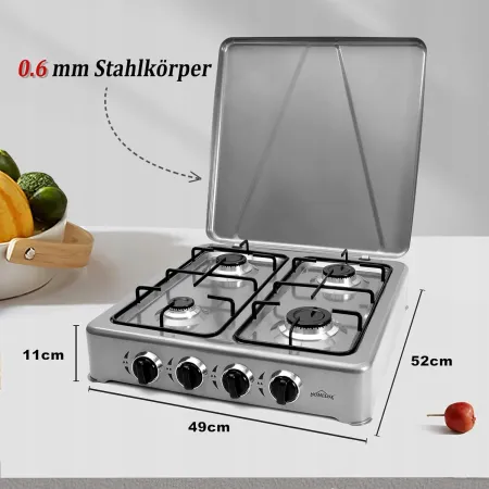 Kuchenka gazowa HOMELUX 6,2 kW do butli gazowej, 4-palnikowa