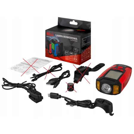Lampka rowerowa BECOOL BC-FL1484 z licznikiem Diody LED czerwony/czarny