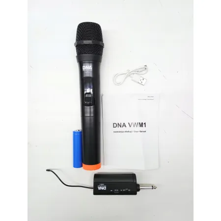 MIKROFON BEZPRZEWODOWY Z NADAJNIKIEM SYSTEM JACK 6.3MM KARAOKE DNA VWM 1
