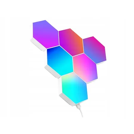 LAMPA RGB KWANTOWA NA ŚCIANĘ HEXAGON 6 LAMP Z PILOTEM