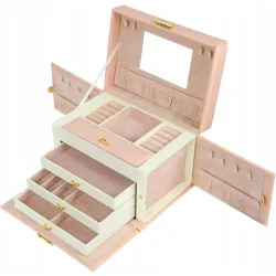 Pudełko organizer na biżuterię Mondeer 26x19x17 cm różowe